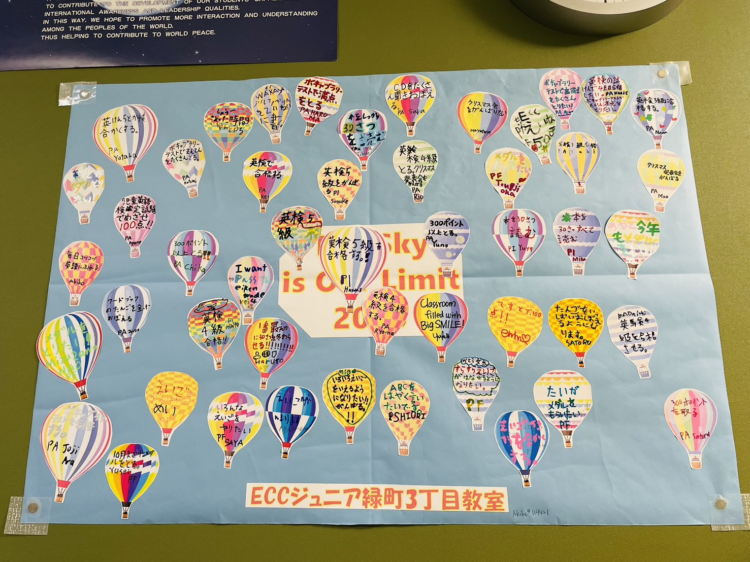 ECCジュニア緑町3丁目教室 生徒の目標ポスター